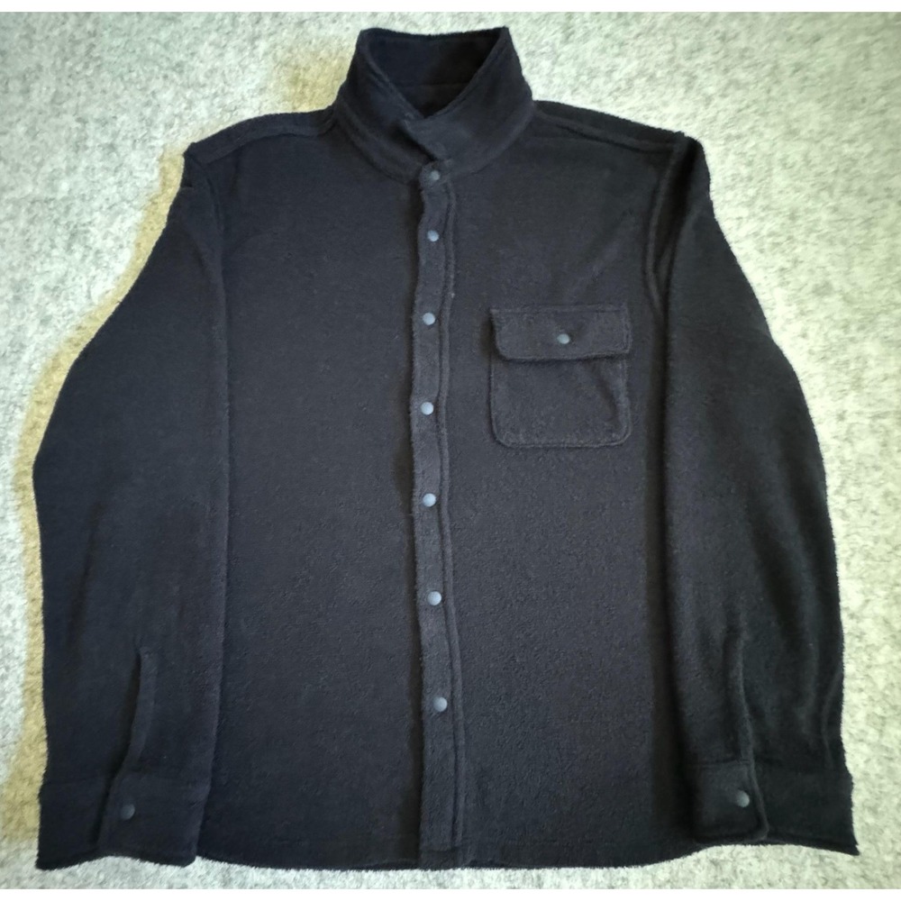 Outerknown Mens XL Navy Blue Hightide Snap Shirt Terry LS Button Up Jacket